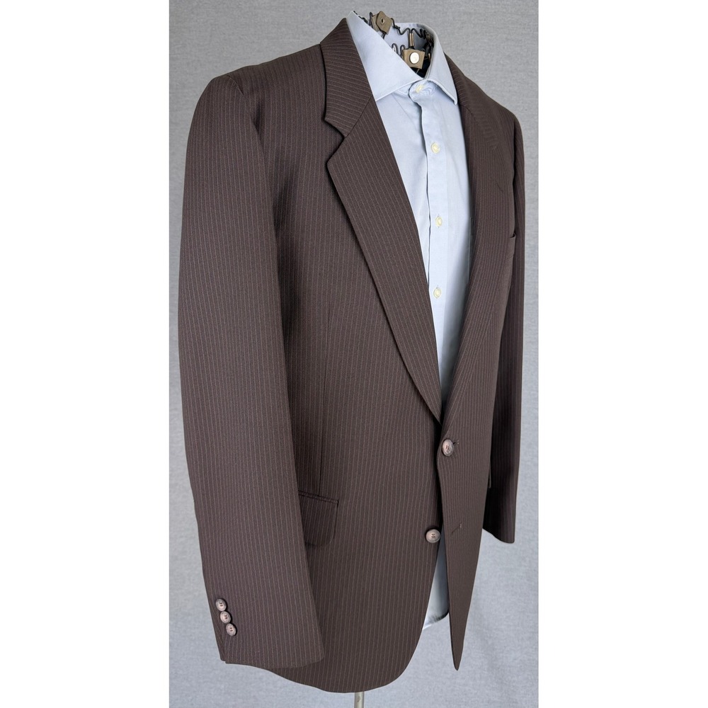 Bespoke Vintage Mens Brown Pinstripe Two Button Blazer Sport Coat Jacket 46L